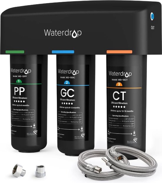 Vervangingsfilters voor 3-traps filtratiesysteem onder de wastafel