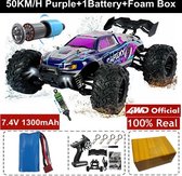 Bestuurbare Auto - RC Auto - Off Road Monster Truck - Off Road Monster Truck - 1 Meegeleverde Accu - 50kph - Paars