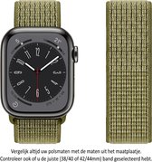 Olijfkleurig / Groen Nylon Horloge Bandje geschikt voor Apple Watch 1, 2, 3, 4, 5, 6, 7, 8, SE & Nike+, 42mm, 44mm & 45mm "Mannenbreedte" Series Zacht Geweven Nylon 42 mm, 44 mm en 45 mm - Maat: zie maatfoto