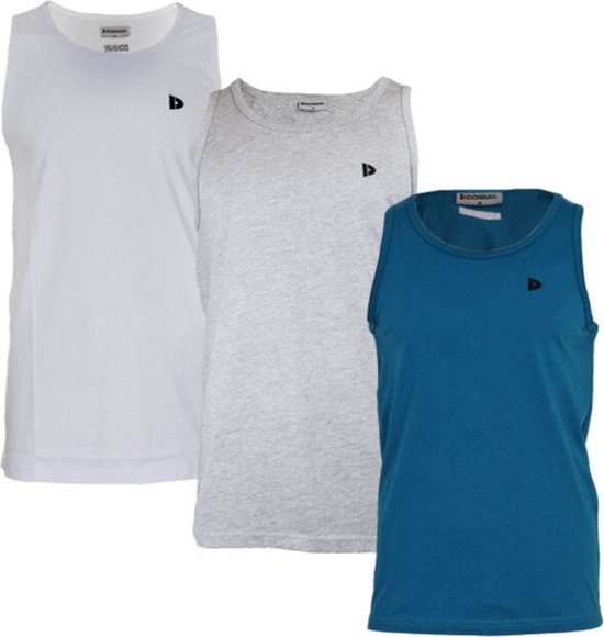 3-Pack Donnay Muscle shirt (589006) - Tanktop - Heren - White/Grey-marl/Petrol (626) - maat S