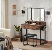 MIRA Home - Industriële Kaptafel met Spiegel - Modern Ontwerp - Cadeau - Ruimtebesparend - 90x40x141 cm