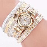 Horlogeset voor dames Diamant Wikkel horloge wit- Ibiza stijl - cadeau set met horloge - ketting - armband - valentijn cadeautje voor haar - moederdag cadeau- kerstcadeau - sinterklaascadeau Geschenk - Fashion - Elegant - Dames - Vrouw