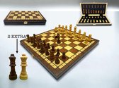 Chess - Schaakbord - schaken - (2x extra koninginnen) Magnetisch - Hout - Opklapbaar bord - Schaakspel - 34CM