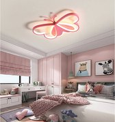 Vlinder Harten Plafondlamp - Moderne Lamp - Roze - 50 cm - Plafonnière - Kroonluchter - Kinderkamer Verlichting - 3 Kleuren - Dieren Thema
