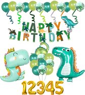 DOWO®- 1-5 Jaar Verjaardag Decoraties - Baby / Kind - Happy Birthday Leuke Dinosaurus Decoratie - Banner Confetti Groene Latex Ballonnen - Jongen & Meisje - Jungle feestbenodigdheden - Dieren verjaardagsdecoratie