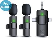Vesfy Pro Microfoon Draadloos - Geschikt voor iPhone, Android en Camera - Plug & Play - 20 Meter Bereik - 2 Stuks - Microfoon