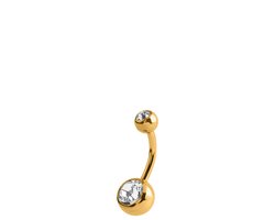 Lucardi Dames Stalen navelpiercing goldplated met kristal - Piercing - Staal - Goudkleurig