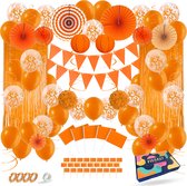 Fissaly: Ensemble de Décoration Orange Néerlandais 108 Pièces - Décoration de Fête d'Anniversaire avec Ballons, Guirlandes & Banderilles - Journée du Roi - Fête à Thème Football - J'aime la Hollande