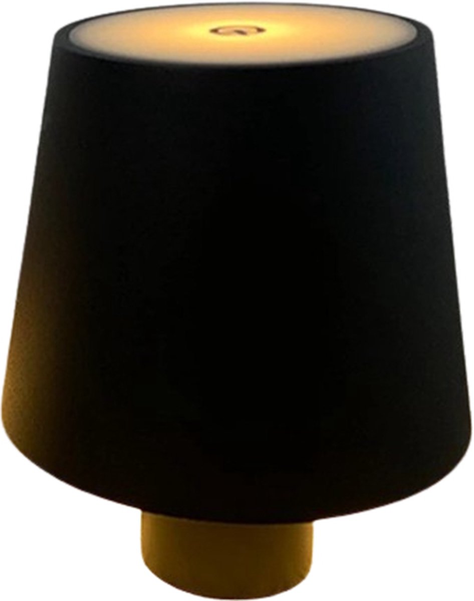 Oplaadbare Flessenlamp - Tafellamp - Oplaadbaar - Warm wit - Dimbaar - Draadloos - Zwart