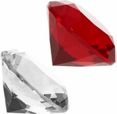 Nep edelstenen/diamanten van glas 4 cm doorsnede rood en transparant - decoratie of speelgoed