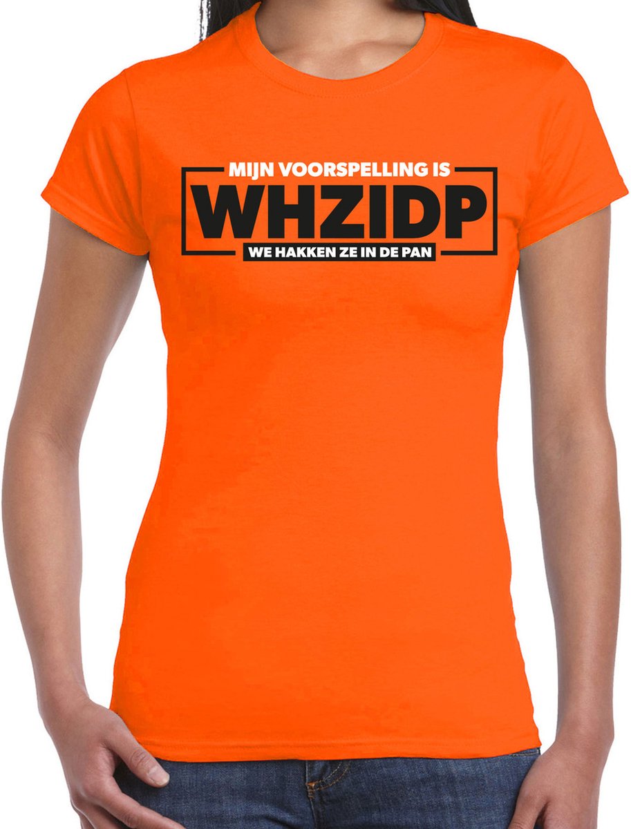 Bellatio Decorations Verkleed T-shirt voor dames - voorspelling - oranje - EK/WK voetbal supporter S