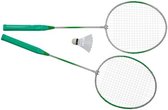 Badminton rackets en shuttle setje - kunststof - groen - buiten spelen - tennis