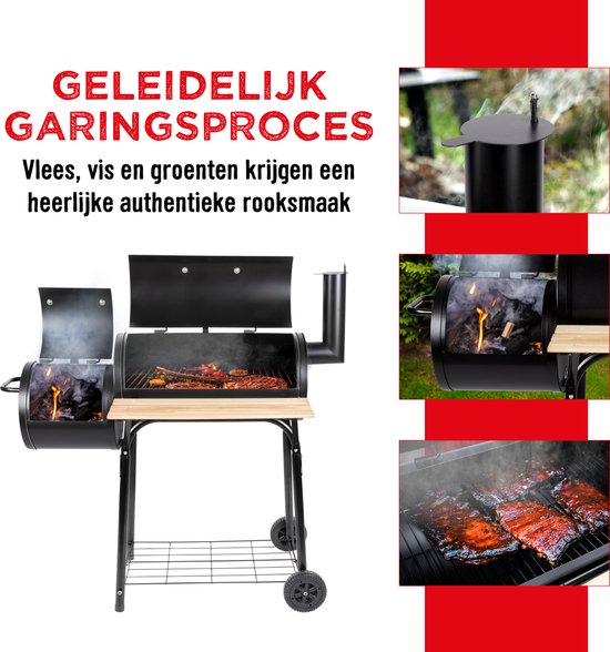 BBQ Collection 2-in-1 Smoker BBQ - Houtskool Barbeque - Buitenkeuken Barbecue - Grill en Smokerbarbecues - 104 x 58 x 114 cm
