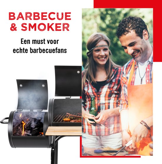 BBQ Collection 2-in-1 Smoker BBQ - Houtskool Barbeque - Buitenkeuken Barbecue - Grill en Smokerbarbecues - 104 x 58 x 114 cm