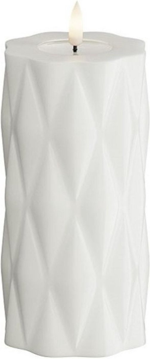 Deluxe Homeart Led Kaars Harlequin Wit 7,5 x 15 cm