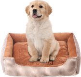 Hondenbed, middelgrote honden, antislip, wasbaar, orthopedisch hondenbed, hondenbed met verhoogde randen, ergonomische hondenbank met omkeerbaar kussen voor kleine tot middelgrote honden (90 x 70 cm, lichtbruin)