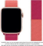 Roze / Donker Roze / Granaatappel Nylon Horloge Band geschikt voor Apple Watch 1, 2, 3, 4, 5, 6, 7, 8, SE & Nike+, 42mm, 44mm & 45mm "Mannenbreedte" Series - Zacht Geweven Nylon - 42 mm, 44 mm en 45 mm - Maat: zie maatfoto