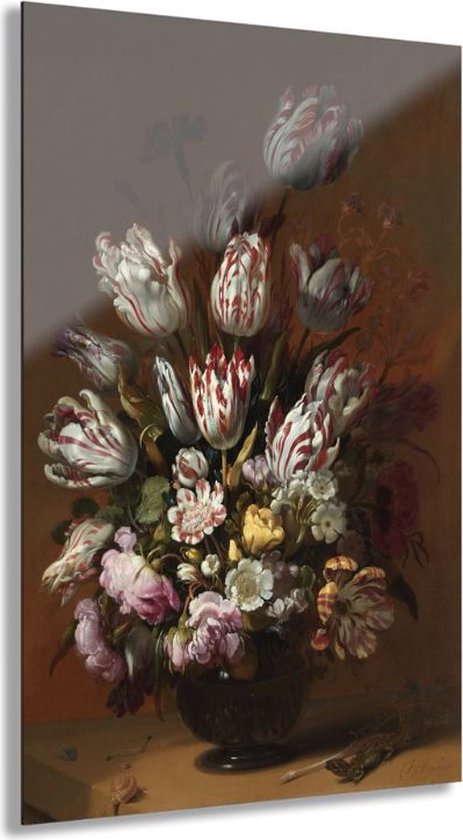 Indoorart - Glasschilderij stilleven met bloemen 80x120 CM - Afbeelding op plexiglas - Inclusief montagemateriaal