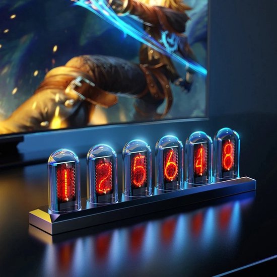 FireBay Digitale klok - Joe RGB Klok - Retro Gloeit Klok - LED Gloeit Klok - Gaming Desktop Decoratie - Modern