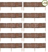 Floranica Tuinafscheiding van wilg - 10 stuks - Hoogte: 10 cm Lengte: 100 cm - Wilgenvlechtwerk, tuinhek, randafwerking voor bloembedden, hout, gazonrand