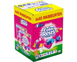 Witte Reus Wasmiddelcapsules 3+1 Power Caps Kleur - 4 x 65 beurten - Voordeelverpakking