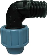 Unidelta Knie 90° PP 25 mm x 1/2" knel x buitendraad 16bar zwart/blauw DVGW/KIWA/WRAS