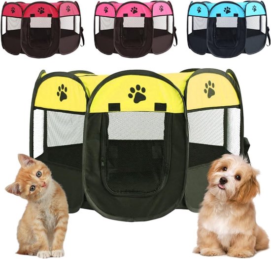 TIERHOOD Puppy Run Opvouwbaar [stalen frame] voor honden en katten, waterdichte puppybox voor thuis, box, puppy's, hondenren voor gebruik binnenshuis, hondenbox, hondenbox