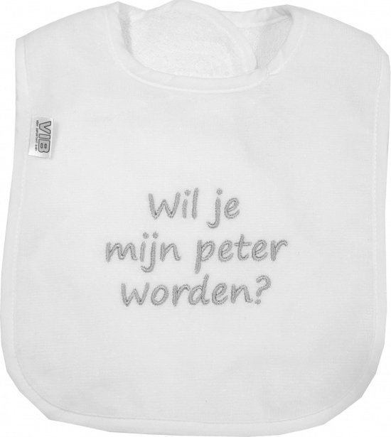 VIB® - Slabbetje Luxe velours - Wil je mijn Peter worden (Wit) - Babykleertjes - Slabbetjes - zwangerschap aankondiging - baby aankondiging van VIB® — afbeelding 2