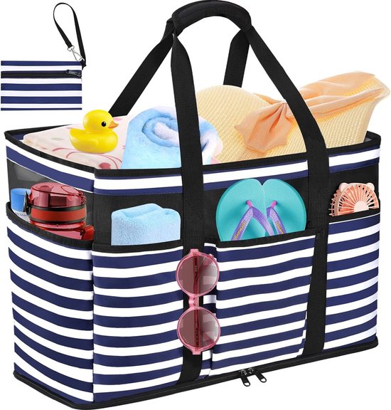 KALIDI Extra grote strandtas voor dames, met ritssluiting, waterdicht