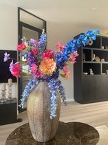 Bouquet de soie - 74 cm - 16 tiges - 9 types de fleurs - Fleurs artificielles - ex vase -