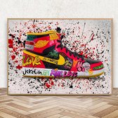 Allernieuwste.nl® Canvas Schilderij Jordan Sneaker Fashion Schoenen - Graffiti - kleur - 40 x 60 cm
