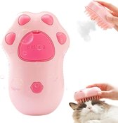Premium Zelfreinigende Zachte Stoomborstel Voor Katten en Honden Roze- Haarverwijderaar - Kattenborstel op stoom - Hondenborstel op stoom - Kattenkam - Kortharig – Langharig