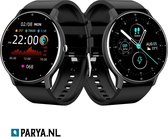 Parya Official - Dark Black Smartwatch - Smartwatch Heren & Dames - HD Full Touchscreen - Horloge - Stappenteller - Bloeddrukmeter - Saturatiemeter - IOS & Android