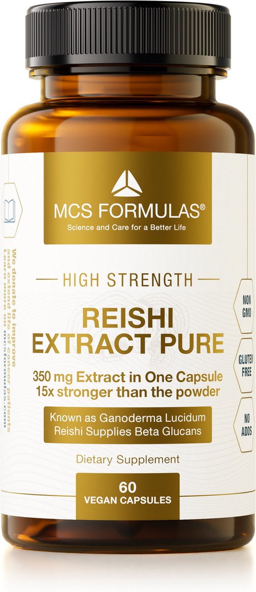 Goedkoopste Reishi Extract - 350mg Capsule - Ganoderma lucidum - 30 Polysaccharides - 15x stronger than the typical Reishi powder