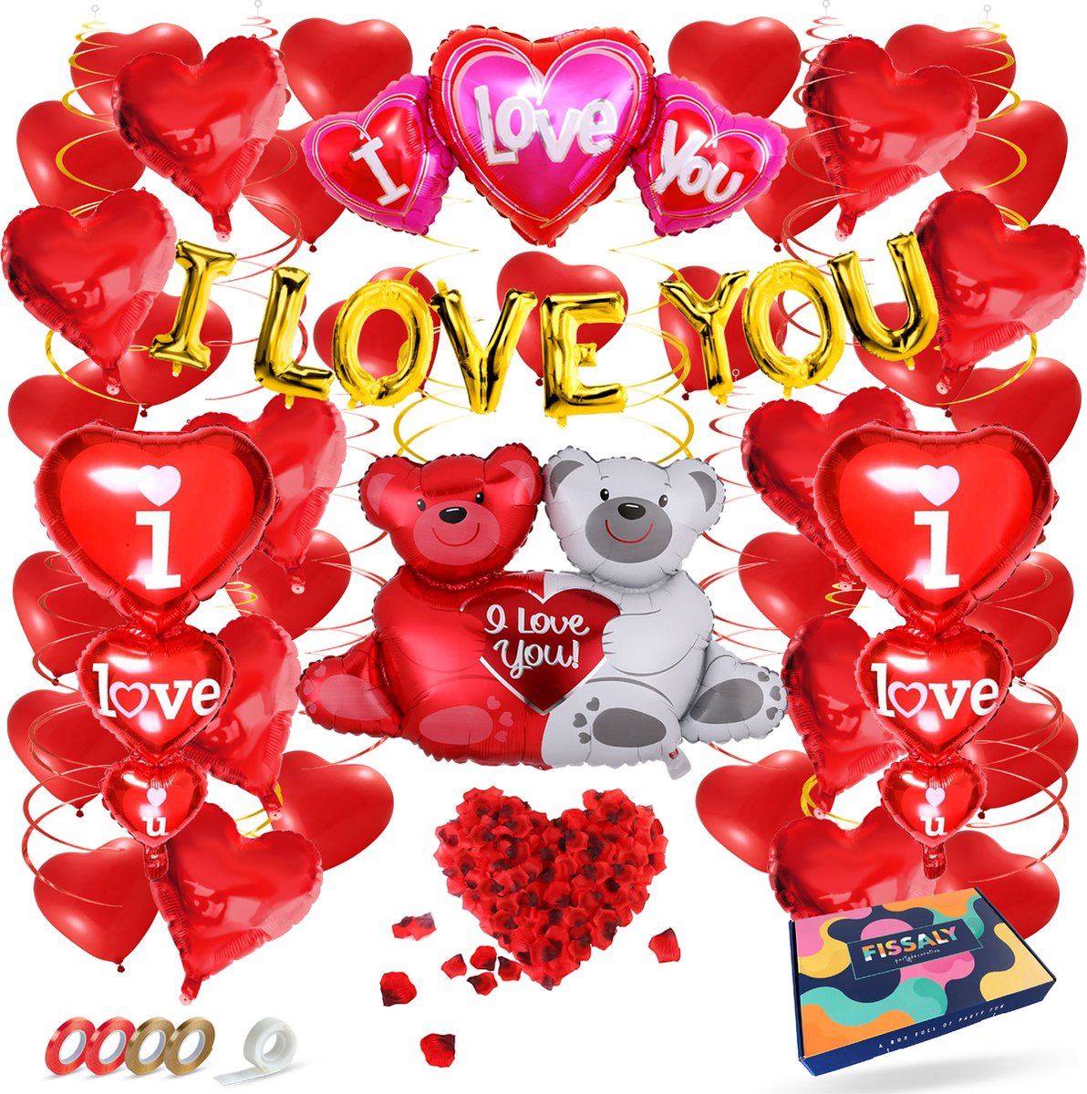 Fissaly 70 Stuks I Love You Liefde & Hartjes Decoratie