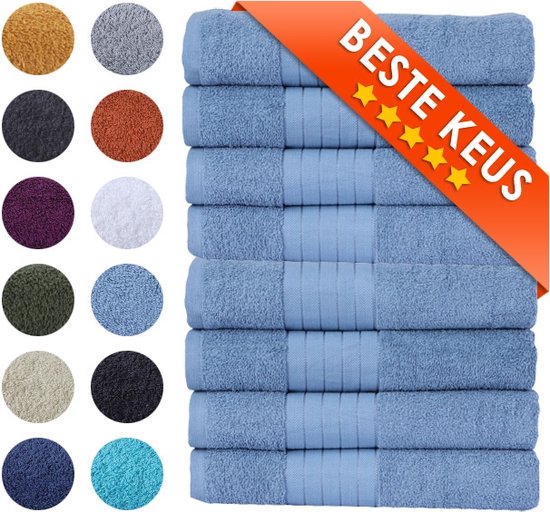 Zavelo Luxe Handdoeken - Hotelkwaliteit - Badhanddoeken - 50x100 cm - 8 Stuks - IJsblauw