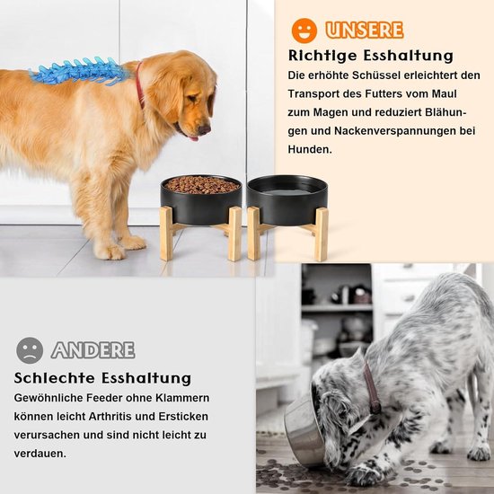 Relaxdays verhoogde voerbak kat, kleine honden, HxBxD