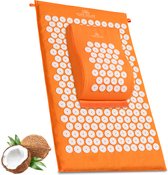 PureRelief Acupressuur Spijkermat – Inclusief Hoofdkussen & Draagtas - 7500 Drukpunten voor Ontspanning & Pijnverlichting - Eco-Friendly & Duurzaam - Oranje