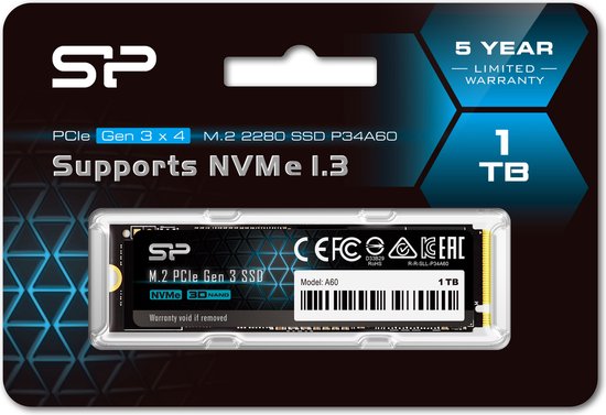 ジャンク Silicon Power P34A60 1TB NVMe m.2 Silicon Power - P34A60 - Interne SSD - PCIe Gen3x4 - NVMe M.2 2280
