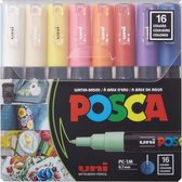 Uni-ball Paint Marker extra fine op waterbasis Posca PC-1MR doos van 16 stuks in geassorteerde kleuren