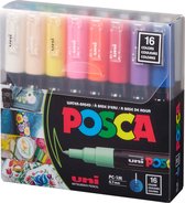 Marker Peinture Uni -ball extra fin à base d'eau Posca PC-1MR boîte de 16 pièces couleurs assorties
