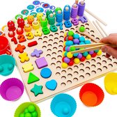 Viva Montessori speelgoed 5-in-1 houten visspel, educatief speelgoed voor kinderen vanaf 2, 3, 4, 5, 6 jaar, houten speelgoed, motoriek, puzzel, regenboog, kinderspeelgoed, sorteren, kleuren