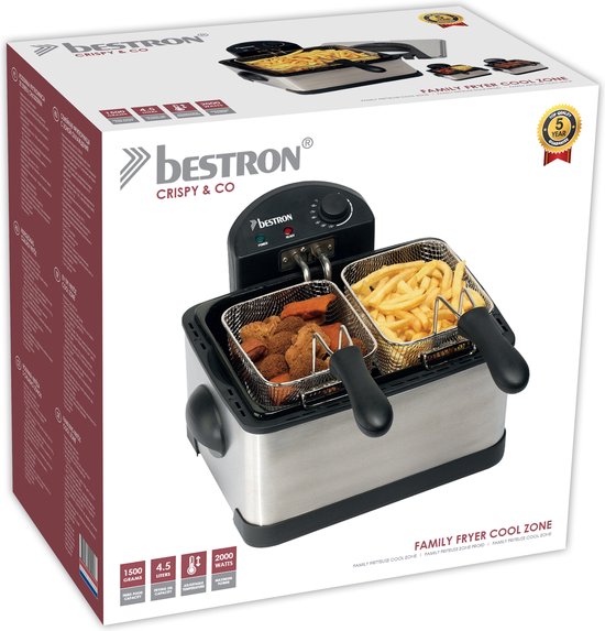 EXCELLENT HOUSEWARE Frituurpan/friteuse met glazen deksel en mandje