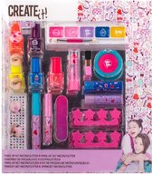 Create It! Make-up box Neon&Glitters - Kinder Make up - Grote Make up set Meisjes - Diverse Kleuren Oogschaduw, Lipgloss, Nagellak en Nagelstickers - Beauty Girls - Meisjes Opmaken - Nailart - Vegan Make up set - Cadeautip Kinderfeestje Meisje -