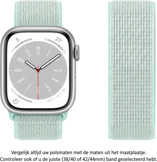 Teal Licht Groene Nylon wearable bandje geschikt voor Apple Watch 1 2 3 4 5 6 bol