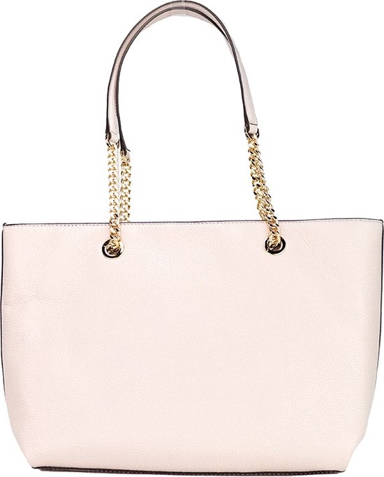 Medium Front Zip Chain Tote Bag In Powder Blush Leather