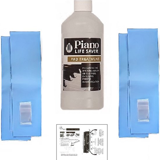 Kit d'entretien Dampp Chaser Piano Life Saver® - Flacon de pad Treatment® 473 ml + Pads 4 pièces taille originale + 2x Clean Sleeves® gratuits pour piano et piano à queue