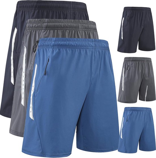 Foto: Boomcool heren running shorts workout running shorts voor mannen stealth shorts gym outdoor sport shorts 3packs maat l