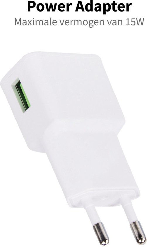Chargeur de charge rapide - Chargeur rapide adapté pour iPhone et iPad - Matériau TPE - 2 mètres - Câble de charge - Alimentation 15 W - Adaptateur USB - Incl. Câble Lightning - Chargeur Fast adaptatif - Bloc de prise - Wit