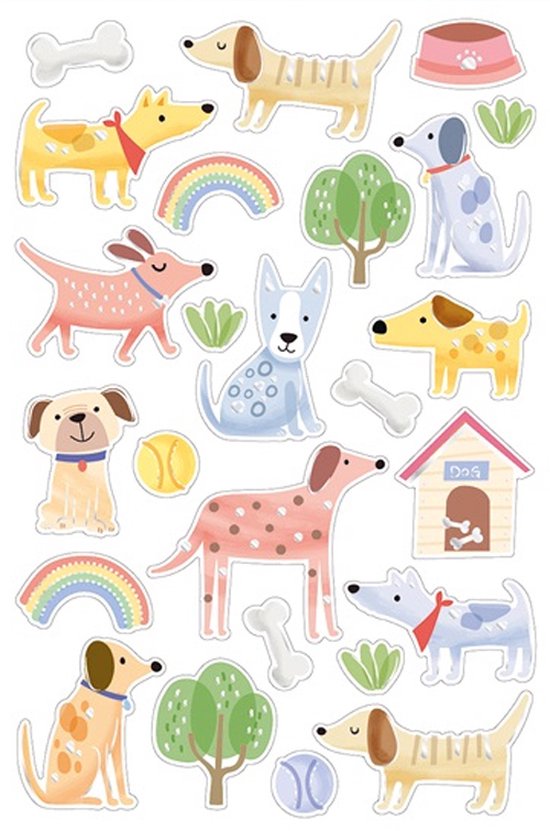 Groot Stickervel Leuke Hondjes - Doming Stickers - Stickers voor Kinderen - Knutselen Kind - Stickers Honden - Stickervel Honden Stickers - Lieve Hondjes Stickers - Huisdier Stickers - Knutselen Meisjes - Leuke Stickers
